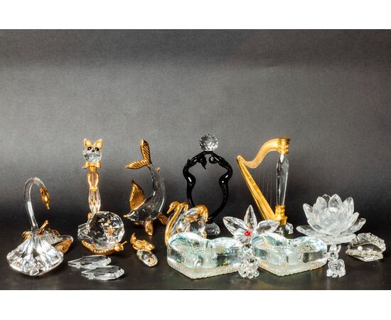 Group of 18 various Swarovski items - 1980s - Crystal and metal