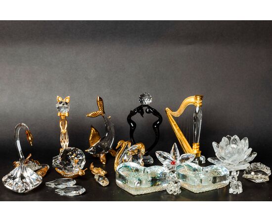 Group of 18 various Swarovski items - 1980s - Crystal and metal