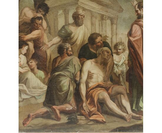 San Pietro guarisce lo storpio - Scuola italiana XVIII secolo - olio su tela