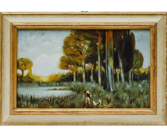 Landscape - Italy early 1900s - contemporary frame - Oil on canvas