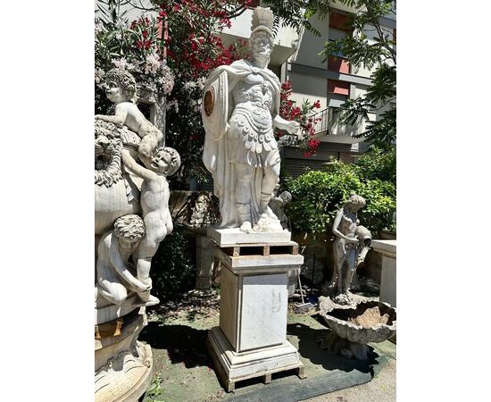 
Grandi Sculture di Antichi Guerrieri in Marmo Bianco