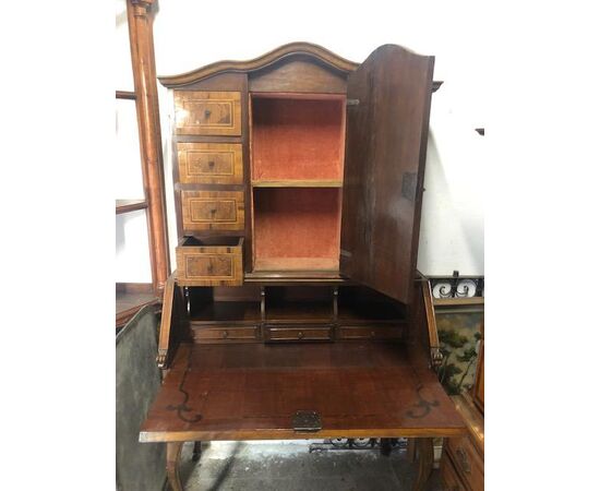 Scrittoio inglese con alzata intarsiata