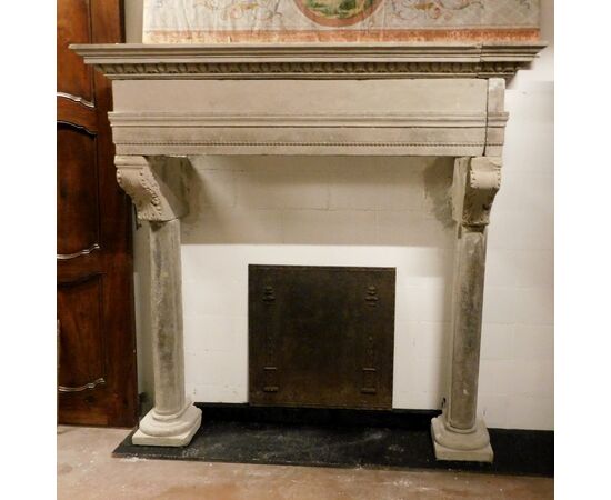 CHP266 - Majestic antique fireplace in sandstone, 16th century, dimensions cm L 196 x H 194 x D 63