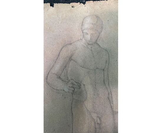 Disegno a matita e biacca su carta con soggetto neoclassico.Arturo Pietra.Bologna.