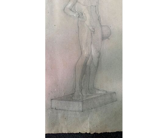 Disegno a matita e biacca su carta con soggetto neoclassico.Arturo Pietra.Bologna.