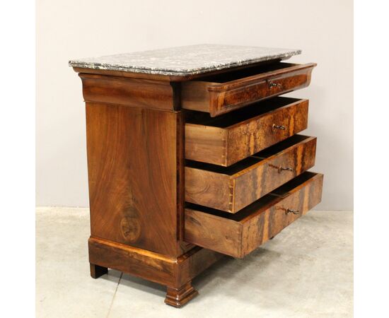 Antico cassettone comò cappuccino Luigi Filippo in noce - epoca '800