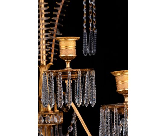 Coppia di importanti Appliques in bronzo dorato e cristallo, Francia, 1805 circa