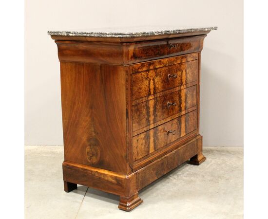 Antico cassettone comò cappuccino Luigi Filippo in noce - epoca '800