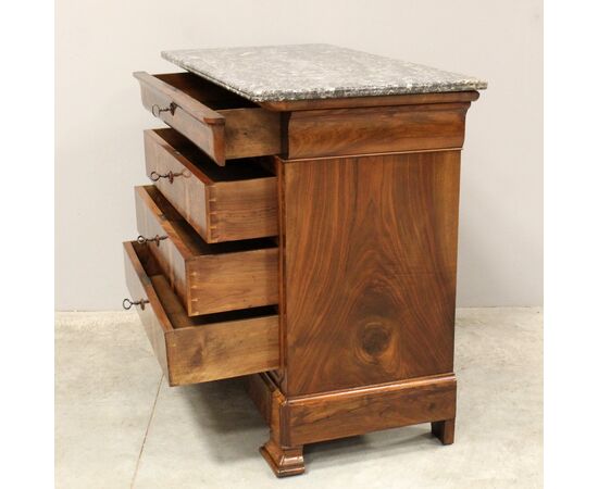 Antico cassettone comò cappuccino Luigi Filippo in noce - epoca '800