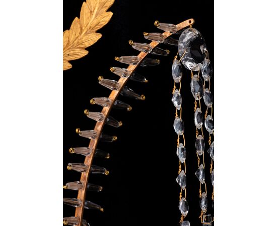 Coppia di importanti Appliques in bronzo dorato e cristallo, Francia, 1805 circa