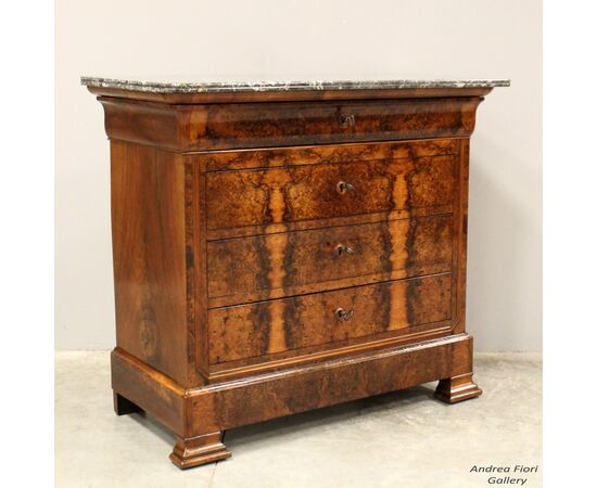 Antico cassettone comò cappuccino Luigi Filippo in noce - epoca '800