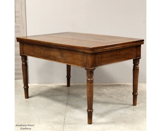 Antico tavolo a libro Carlo X in noce - Italia epoca '800