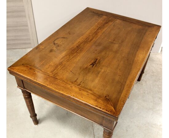 Antico tavolo a libro Carlo X in noce - Italia epoca '800