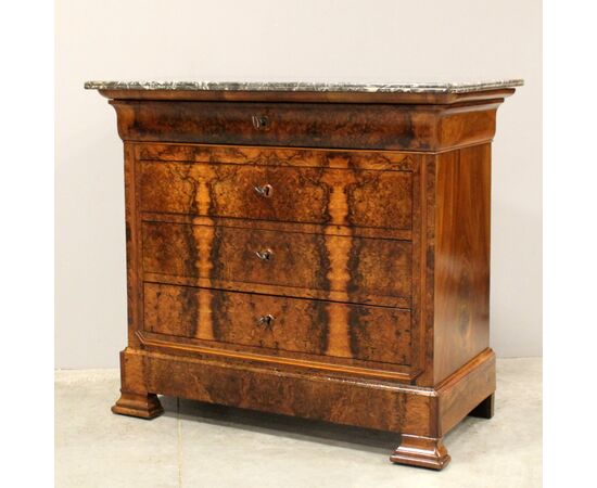 Antico cassettone comò cappuccino Luigi Filippo in noce - epoca '800