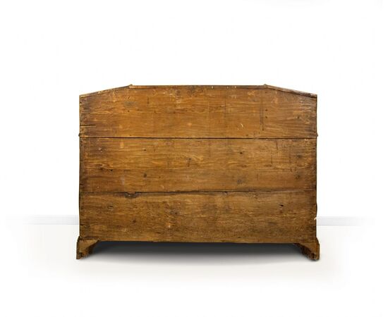 Walnut and burr walnut veneered drop-front chest of drawers, Verona, 18th century