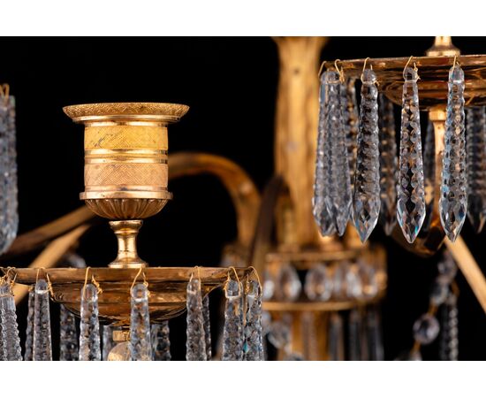 Coppia di importanti Appliques in bronzo dorato e cristallo, Francia, 1805 circa