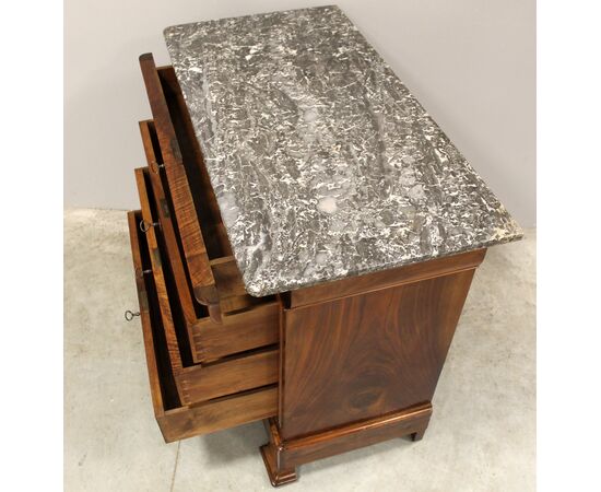 Antico cassettone comò cappuccino Luigi Filippo in noce - epoca '800