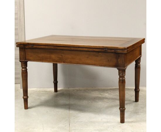 Antico tavolo a libro Carlo X in noce - Italia epoca '800