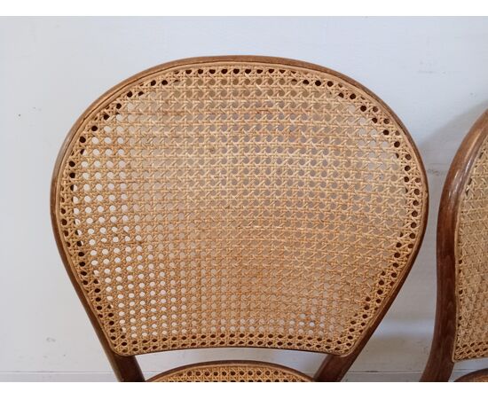 Gruppo quattro sedie stile thonet in faggio e paglia di Vienna - metà '900