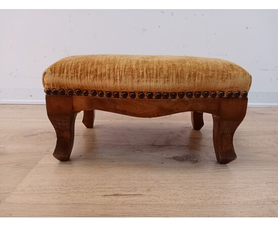 Poggiapiedi sgabello in noce - stile Luigi Filippo - primi '900 velluto giallo