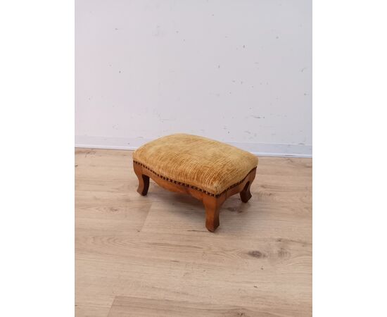Poggiapiedi sgabello in noce - stile Luigi Filippo - primi '900 velluto giallo