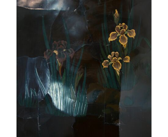 Coffee table in gilded bronze and lacquered wood, 20th century