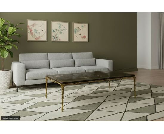 Coffee table in gilded bronze and lacquered wood, 20th century