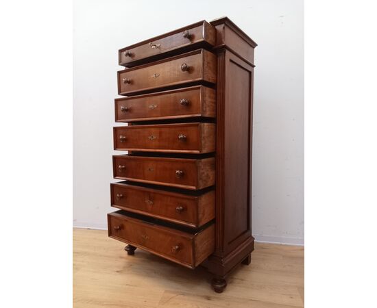 Settimino settimanale umbertino noce - fine '800 - cassettiera - cassettone