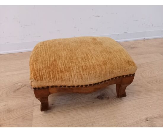Poggiapiedi sgabello in noce - stile Luigi Filippo - primi '900 velluto giallo