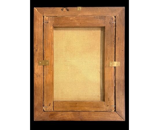 Oil painting on canvas depicting a Guardian Angel with child.