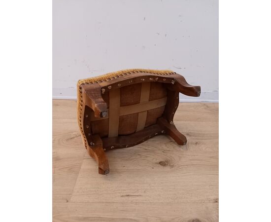 Poggiapiedi sgabello in noce - stile Luigi Filippo - primi '900 velluto giallo