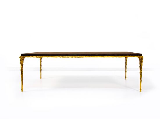 Coffee table in gilded bronze and lacquered wood, 20th century