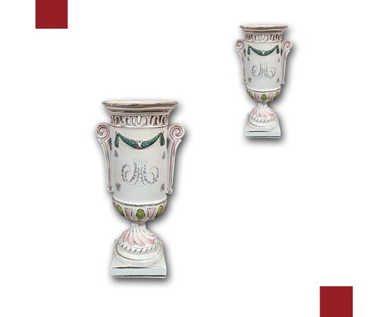 PAIR OF PAINTED PORCELAIN VASES FIRST HALF OF THE 19TH CENTURY