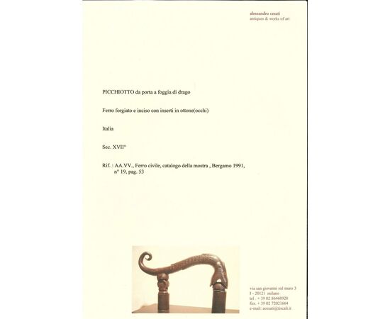 Splendid dragon-shaped door knocker Italy 17th century