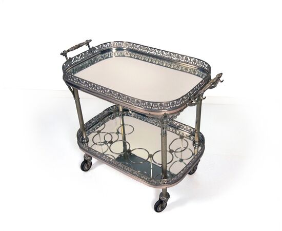 Silver-plated metal trolley, 20th century