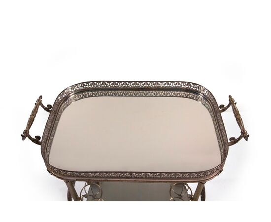 Silver-plated metal trolley, 20th century