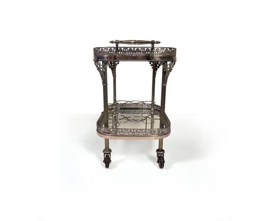 Silver-plated metal trolley, 20th century