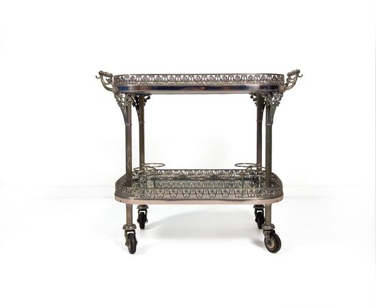 Silver-plated metal trolley, 20th century