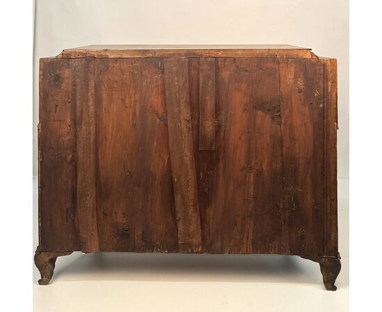 Walnut and burr walnut veneered drop-front chest of drawers, Lombardy (Brescia), 18th century