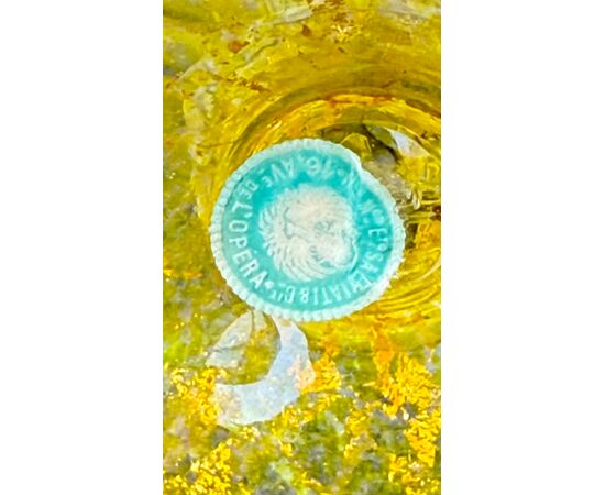 Vaso versatoio in vetro con presa a forma di drago. Salviati.Murano.