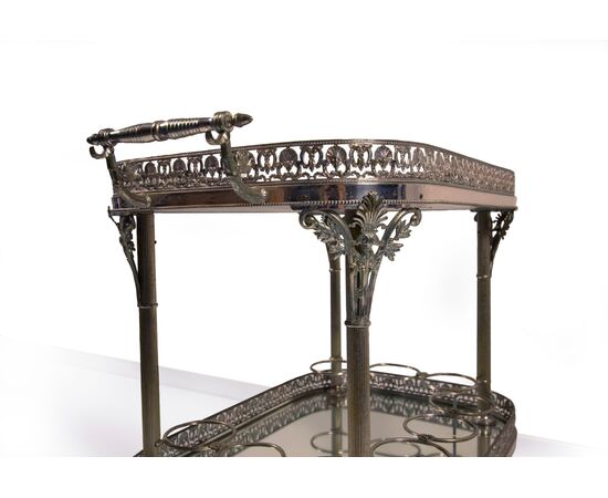 Silver-plated metal trolley, 20th century