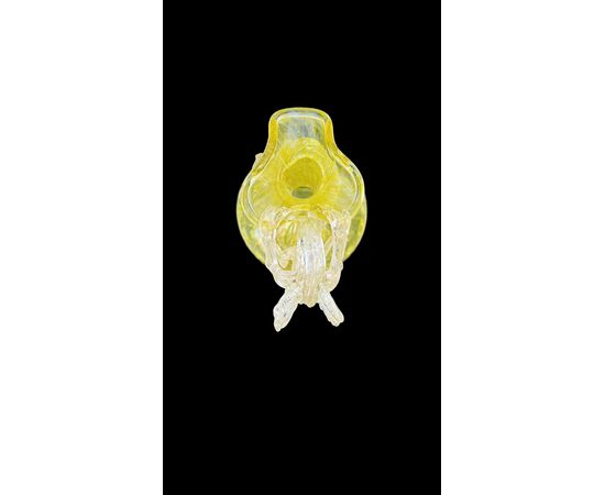 Vaso versatoio in vetro con presa a forma di drago. Salviati.Murano.