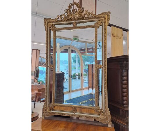 Specchio - Specchiera del 700 con cornice foglia oro H 180 - L 110