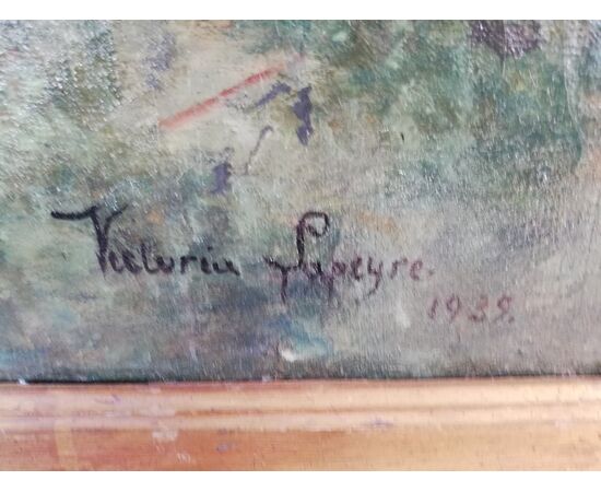 Landscape painting with flowers