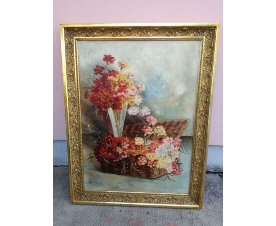 Signed flower painting