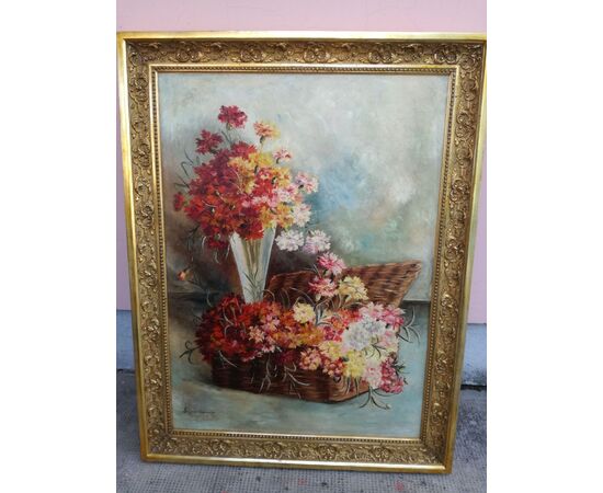 Signed flower painting