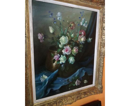 Signed painting with flowers