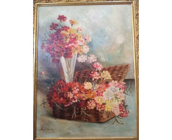 Painting with signed flowers