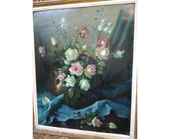 Signed painting with flowers