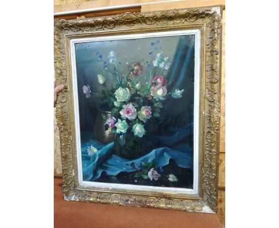 Signed painting with flowers
